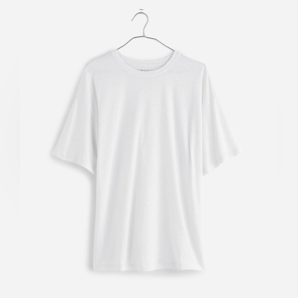 Madewell Linen-Blend Crewneck Oversized Tee • White • size medium • NWT • NR357